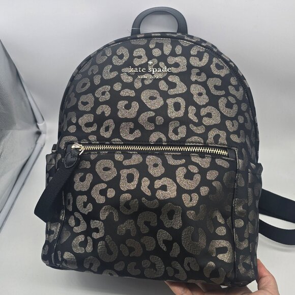 Kate Spade Chelsea The Little Better Leopard Graphic Backpack K9304 Black Multi main image 7